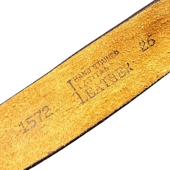 VTG Latitan Leather Belt 26 Brown Hand Tooled Stained Butterfly Bras Buckle Boho - Picture 11 of 14